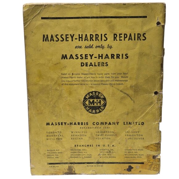 Massey Harris No 27 Combine 1951 Setting Up  Operating Instructions Manual AS IS - Picture 2 of 16